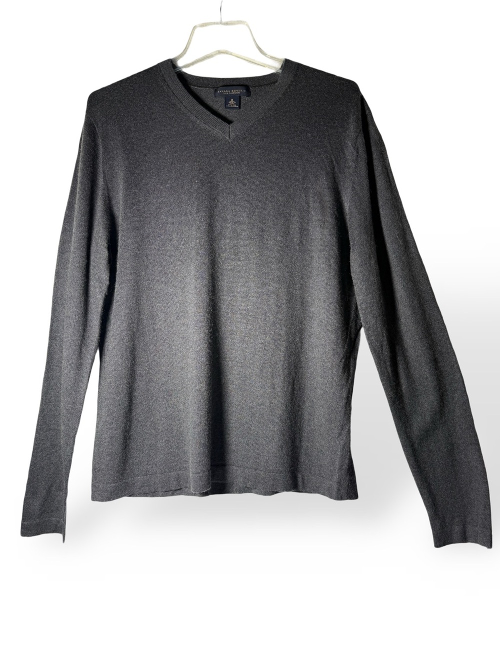 Banana Republic Men's Silk Cashmere Charcoal V-Neck Sweater